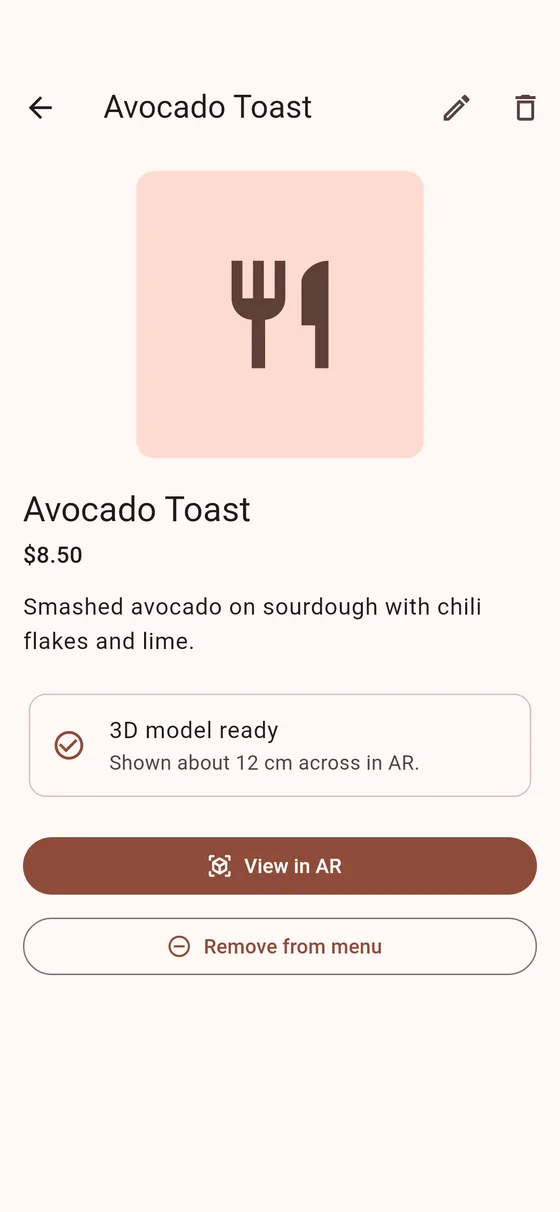 A dish with its 3D model ready