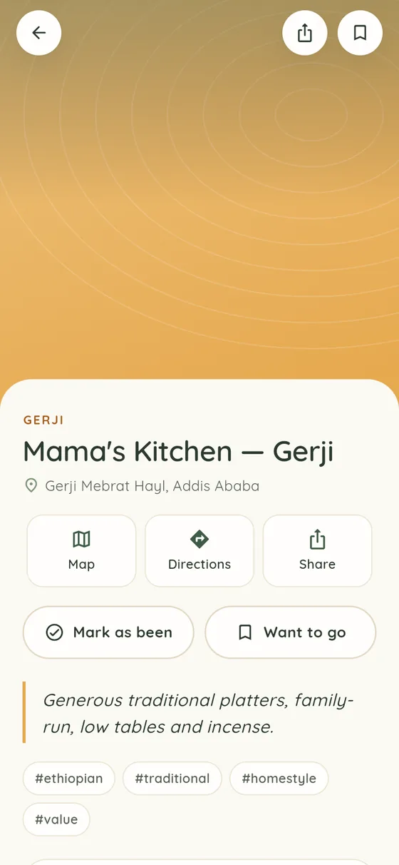 A spot page with directions and its review