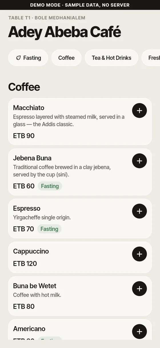 A café menu at the table