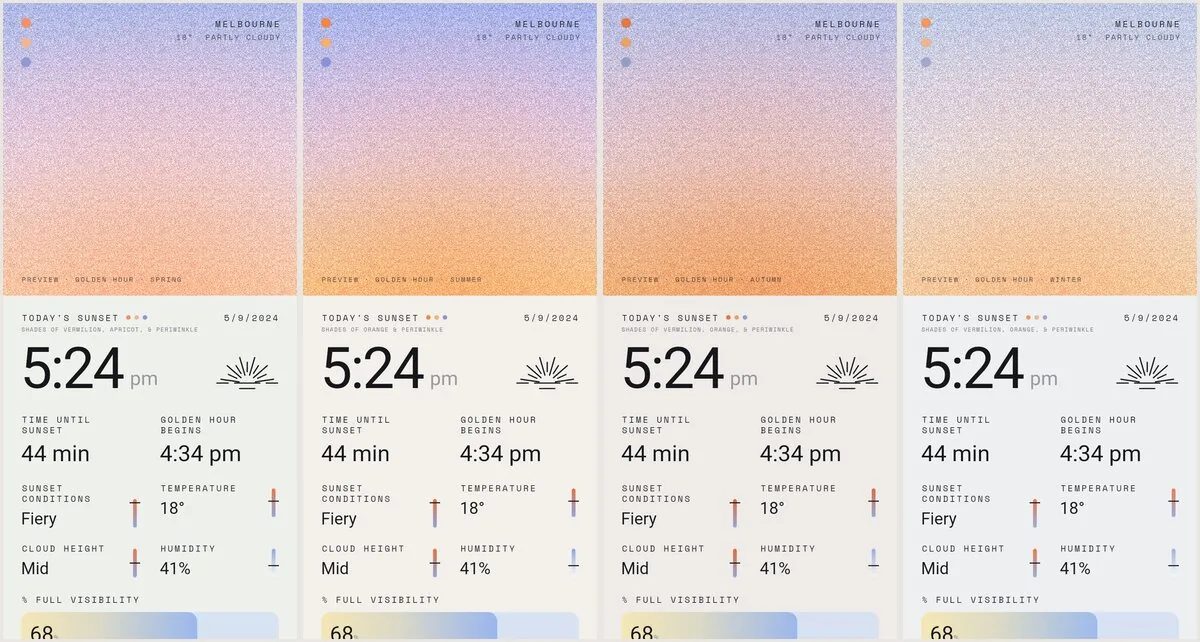 Golden hour in each season